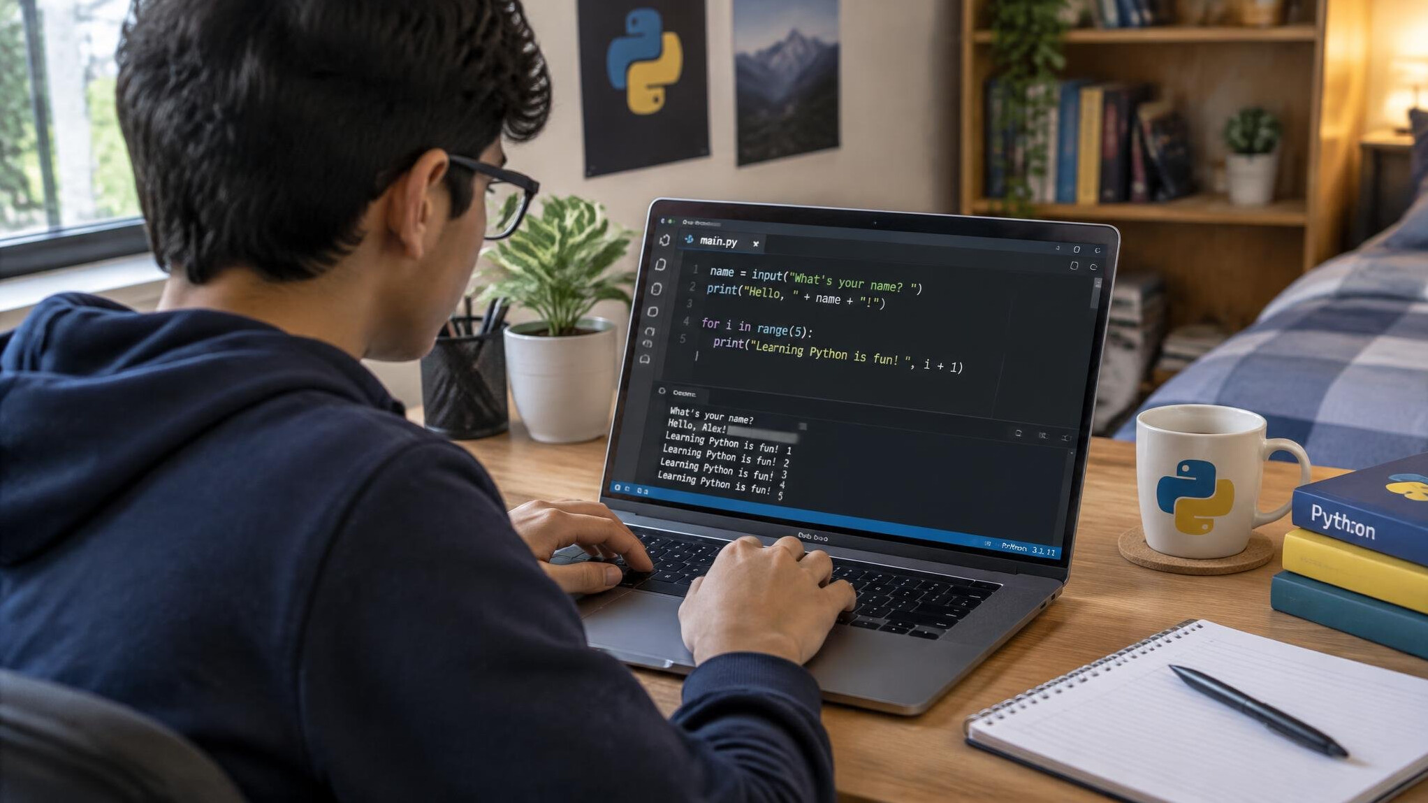 person coding on laptop at home