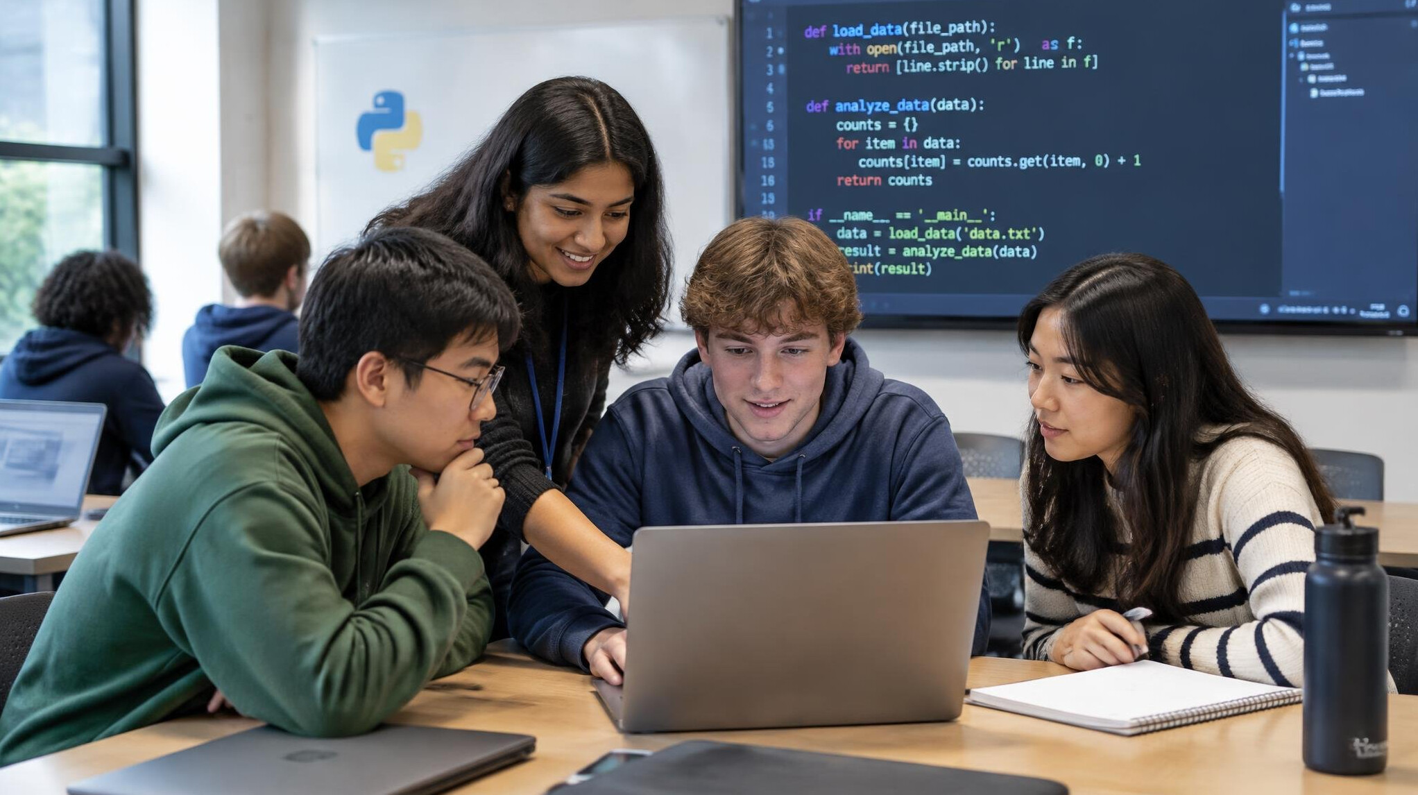 group of students in coding workshop