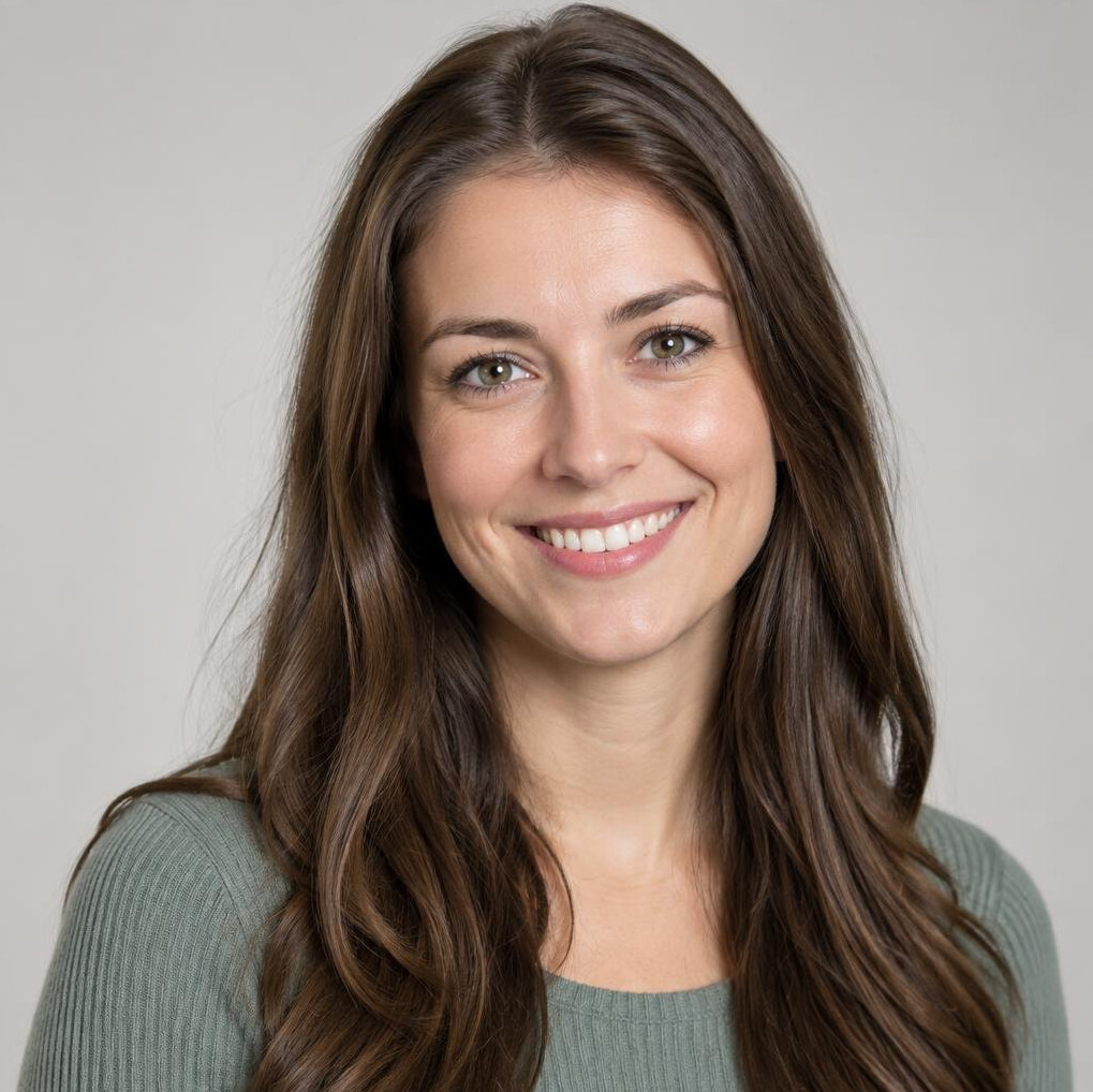 Portrait of a smiling woman with long hair