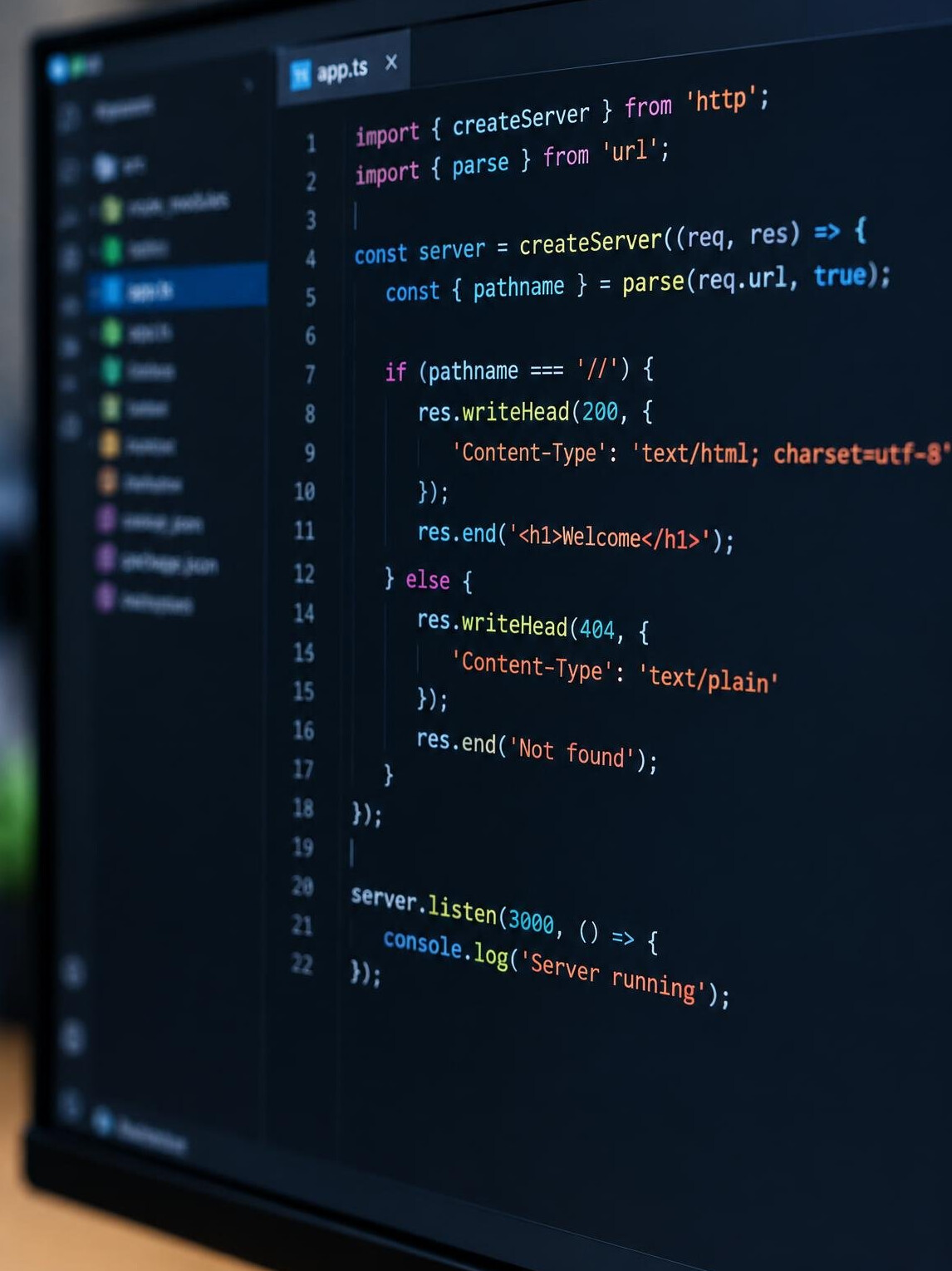 Programming code on a computer monitor